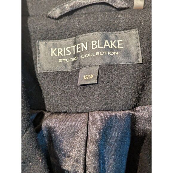 Kristen Blake Studio Collection Black Lambswool Blend Coat 18W Winter Overcoat - Picture 3 of 7